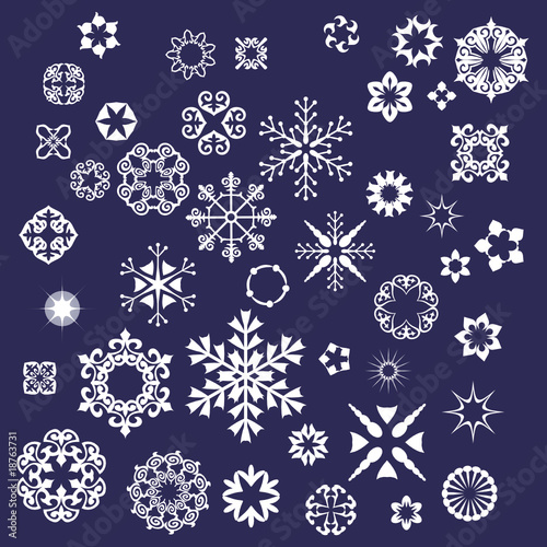 Vector set of snowflakes background