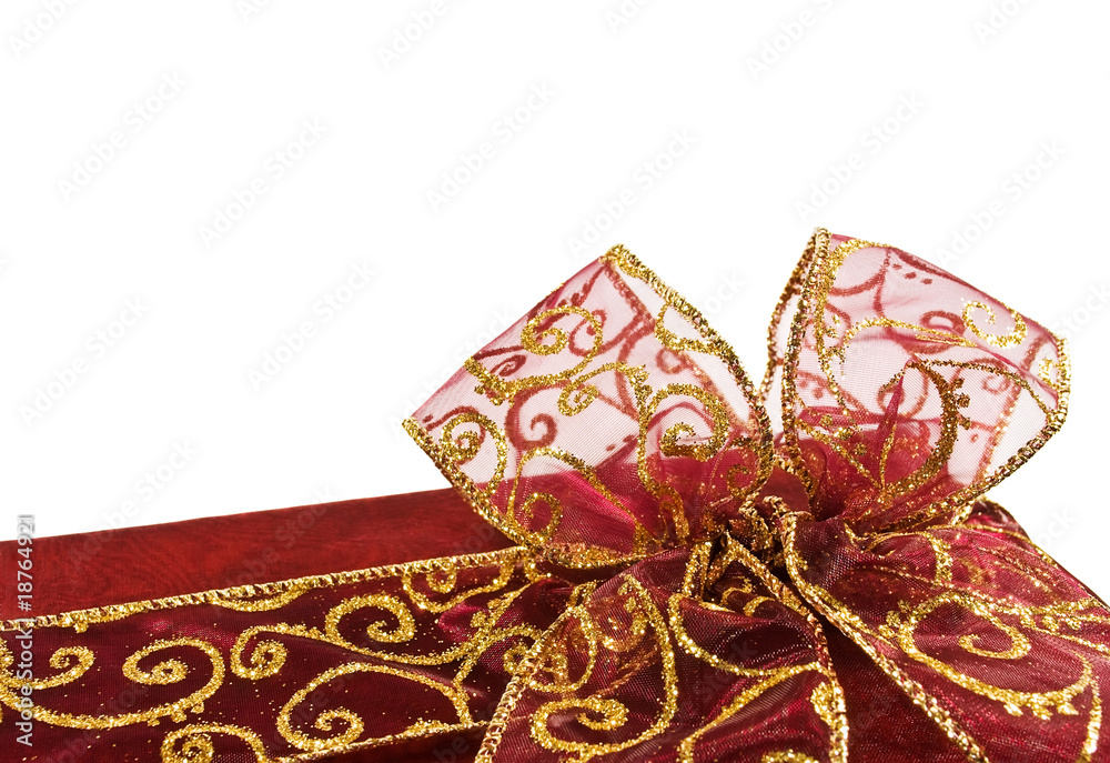 Shiny red gift box bow Shiny red gift box bow