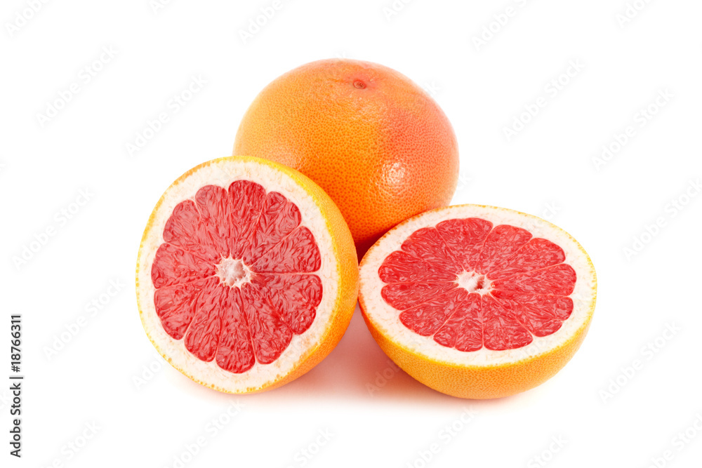 Sliced Grapefruit isolated on white Sliced Grapefruit isolated on white