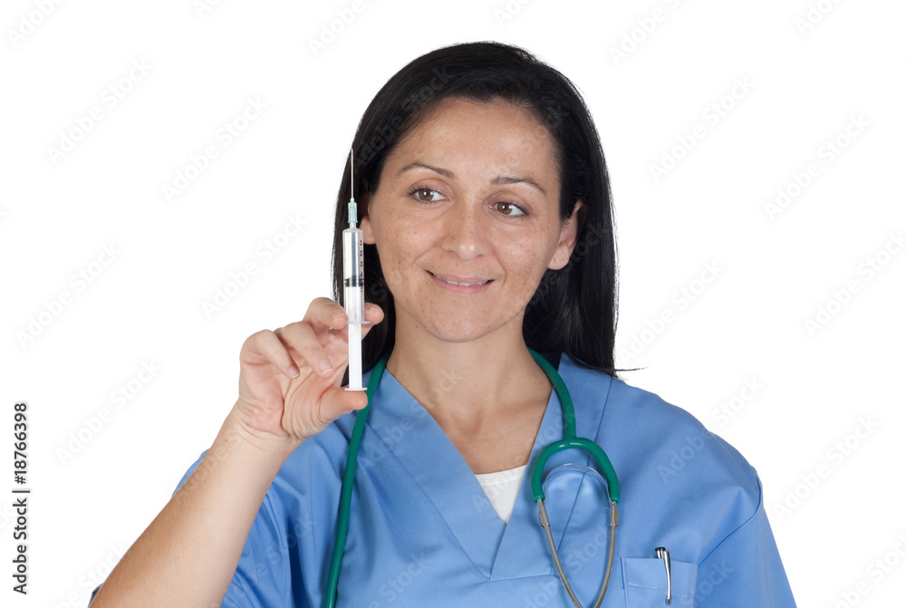 Attractive doctor woman prepared to make a vaccine Attractive doctor woman prepared to make a vaccine