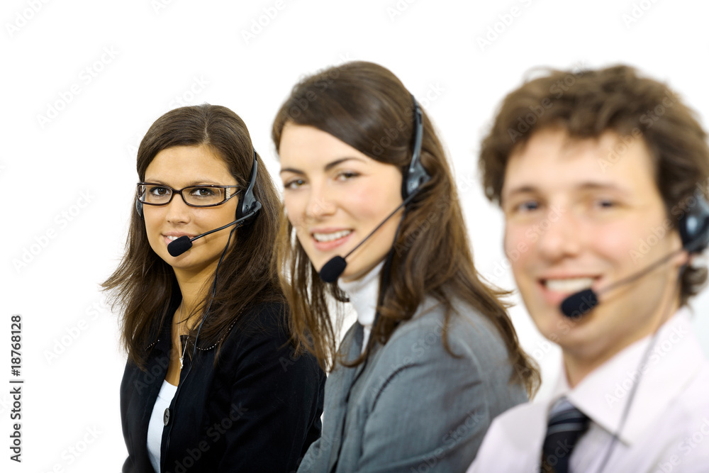 Operators taliking on headset Operators taliking on headset