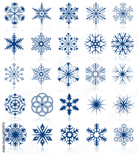 Vector collection of snowflake shapes isolated. Set 2.