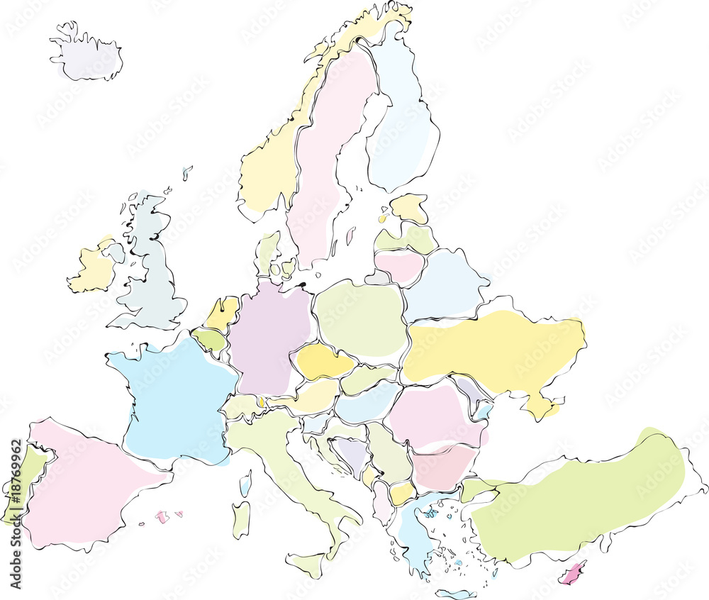 Obraz premium mappa europa acquarello