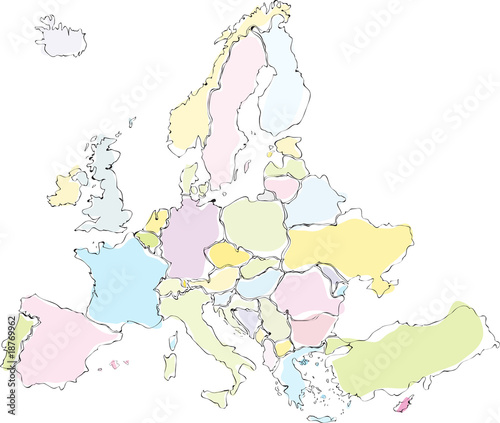 mappa europa acquarello