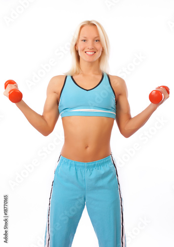 Blonde lifting weights