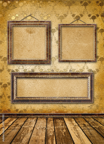 Old gold frames Victorian style on the wall in the room