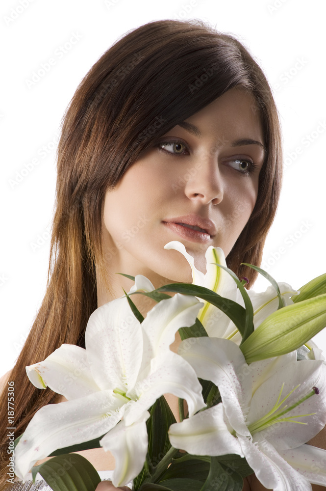 beauty girl with lily