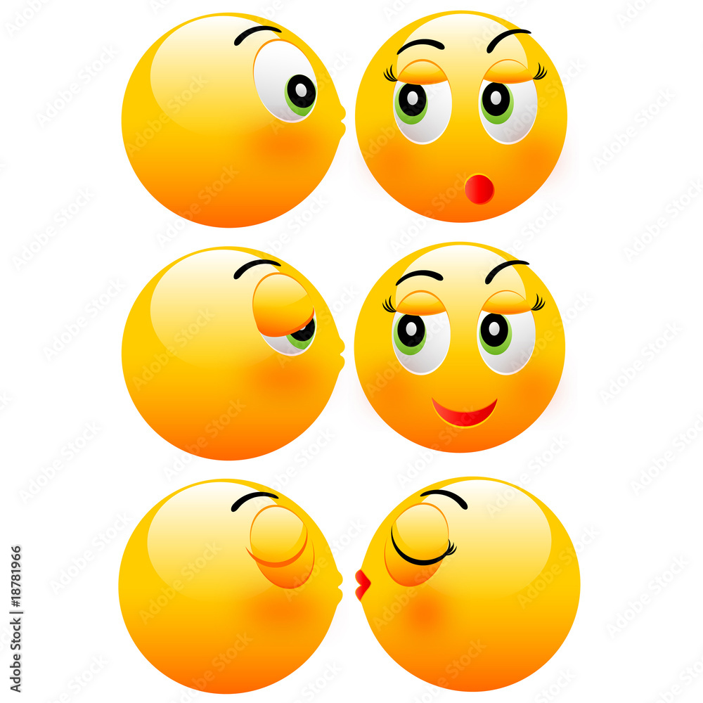 Fototapeta premium Kiss Love Smiley Icons