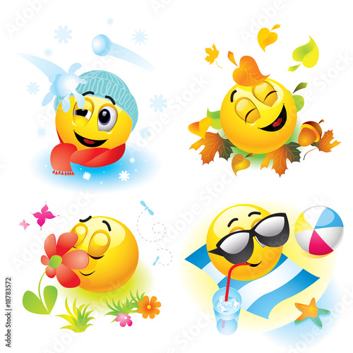 Smiley balls in different season
