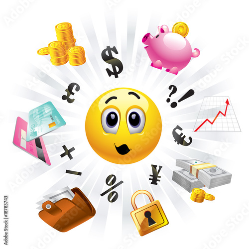 Smiley balls looking to the money