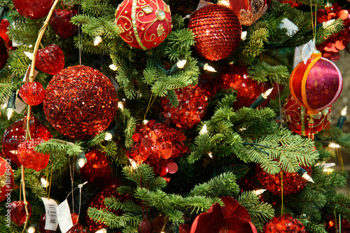 Christmas ornaments in shopping mall on sale