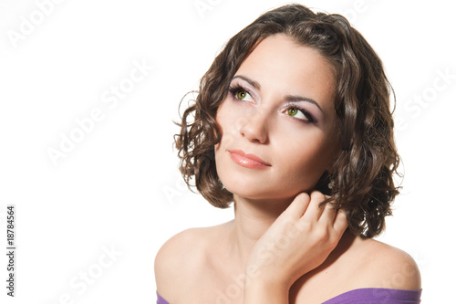 Young brunette girl isolated on white background