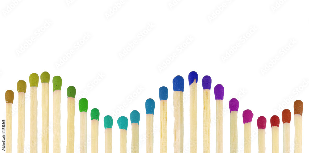 Match sticks with colored heads isolated on white Match sticks with colored heads isolated on white