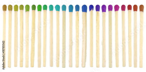 Match sticks with colored heads isolated on white