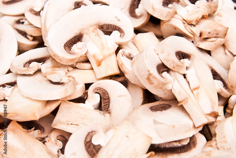 champignon mushrooms cutted to pieces champignon mushrooms cutted to pieces