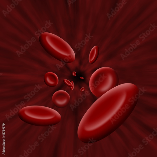 Platelet cells flowing through bloodstream photo