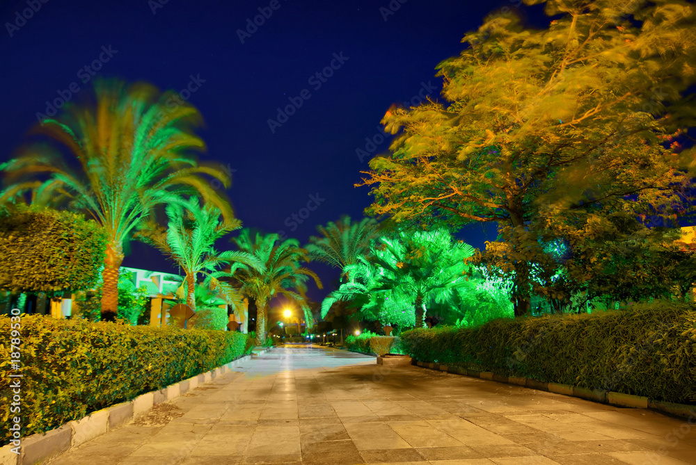 night hdr photo from egypt resort. saturated mystic colors.