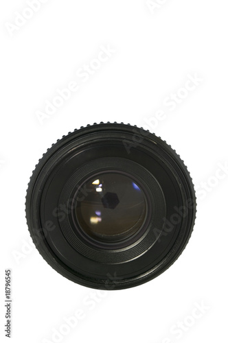 Old lens on white with clipping path