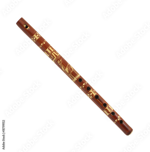 Wood flute with carved surface