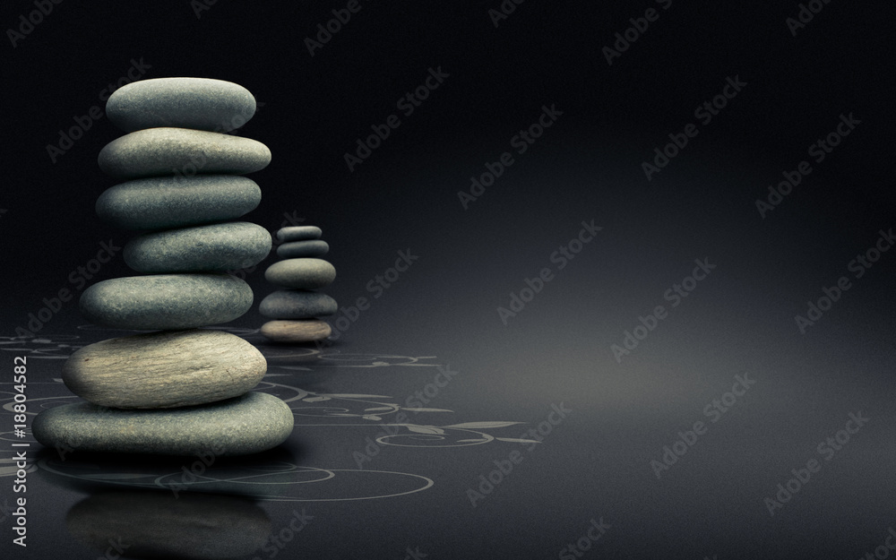 Fototapeta premium méditation et relaxation - design naturel moderne - fond noir