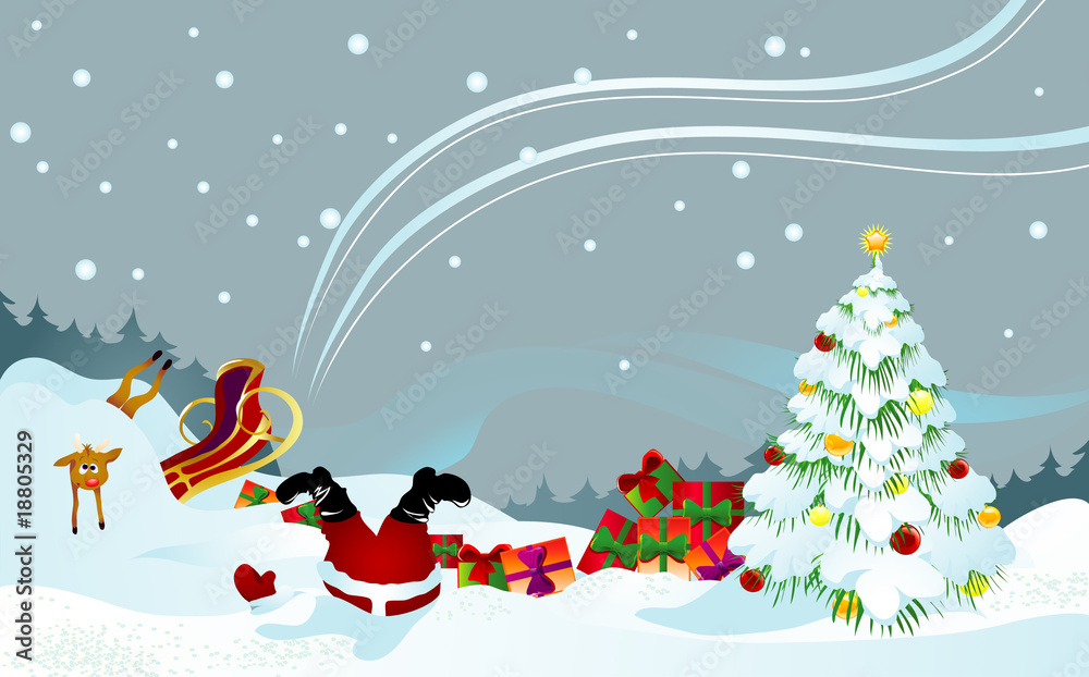 Santa and reindeer shipwrecked Santa and reindeer shipwrecked
