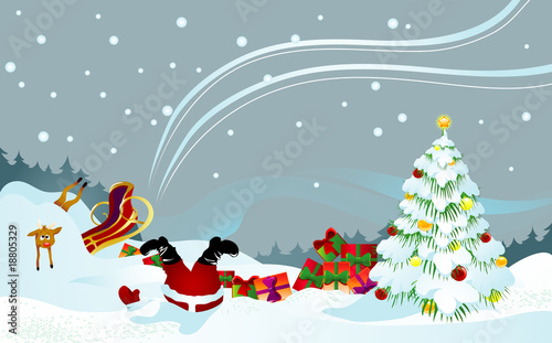 Santa and reindeer shipwrecked