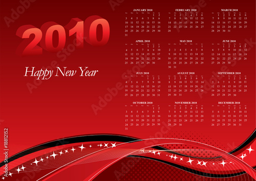 2010 Calendar with red banners