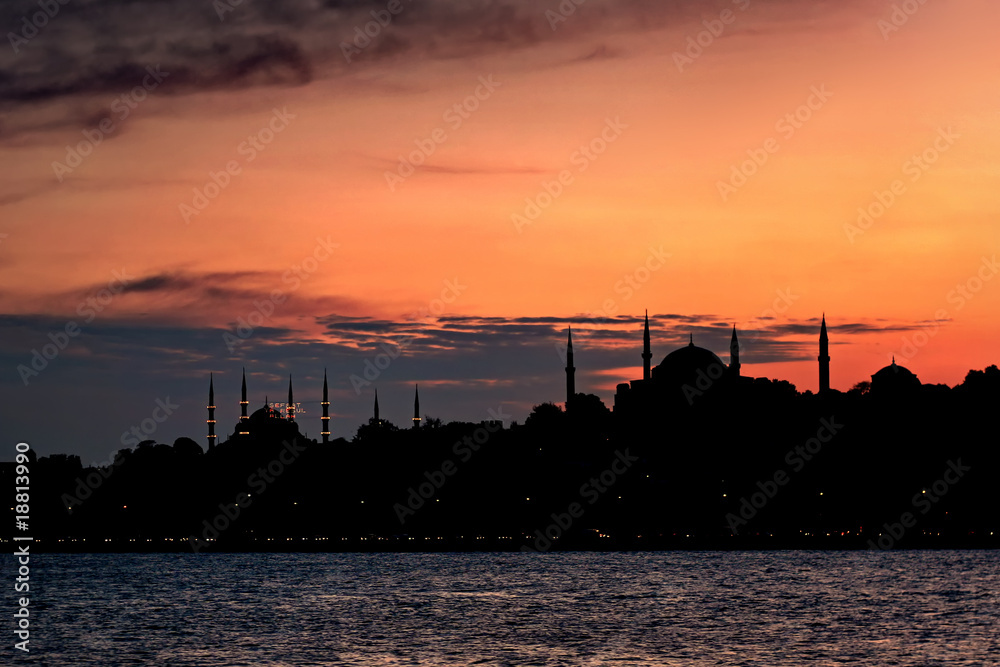 Istanbul skyline at sunset