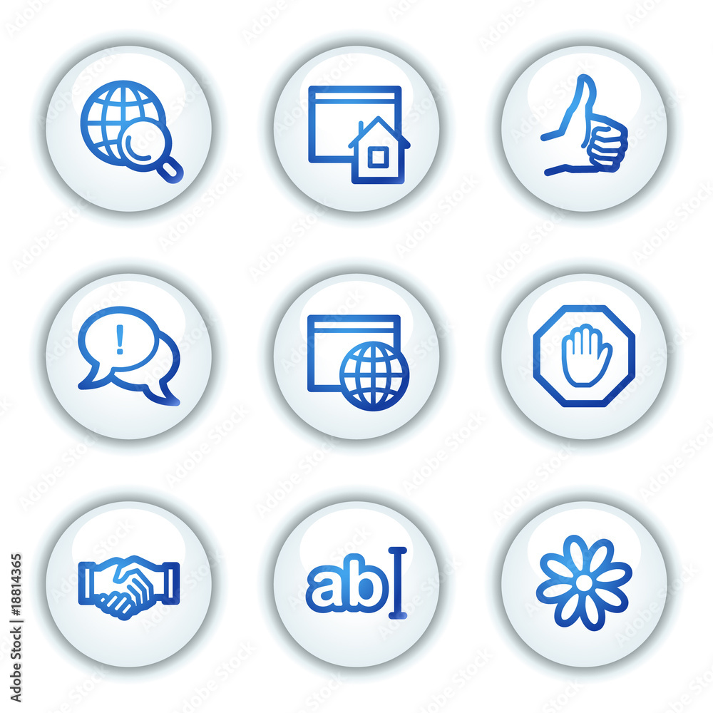 Internet communication web icons, white circle buttons series