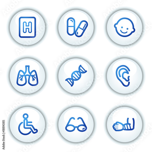 Medicine web icons set 2, white circle buttons series