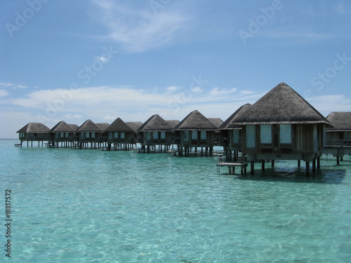 Maldives water house and sea