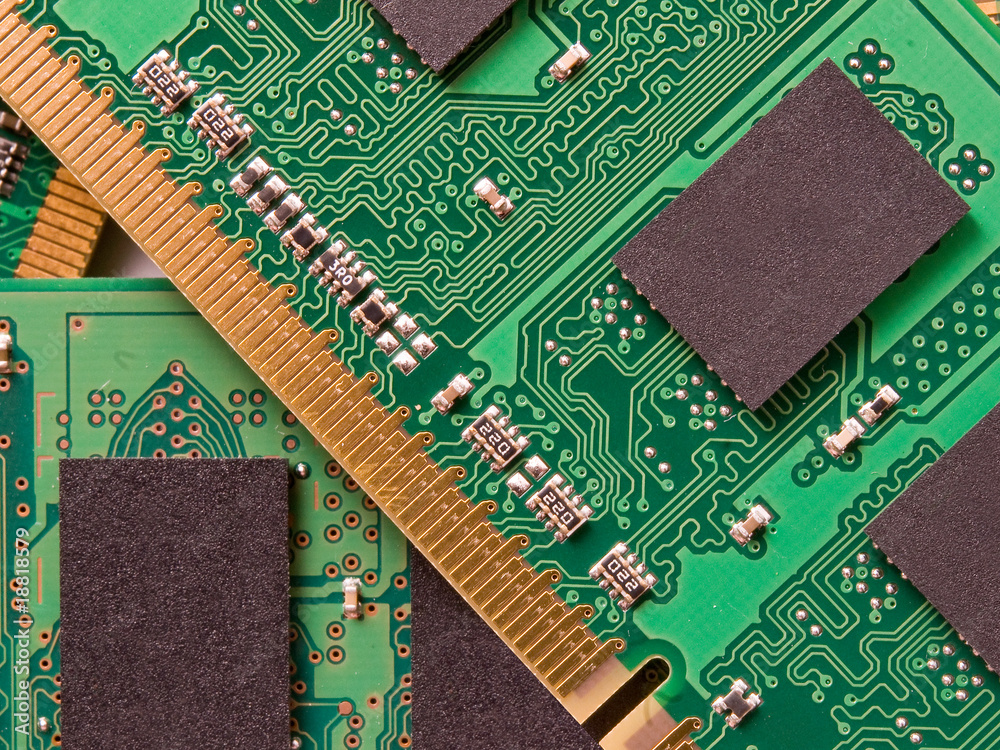 Close up of memory circuit board modules