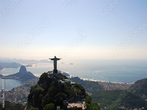 Aerial view of Rio De Janeiro with Christ the Redeemer Monument photo