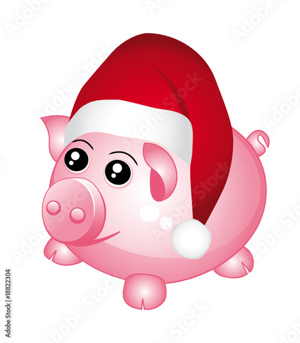 Piggy bank with santa cap