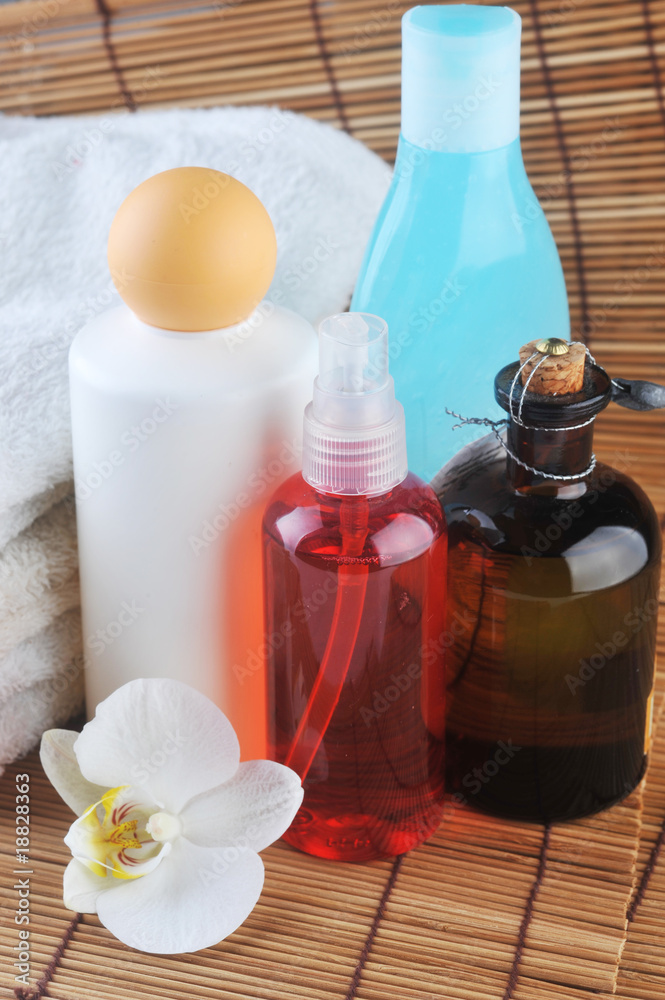 Cosmetics for body on straw napkin Cosmetics for body on straw napkin