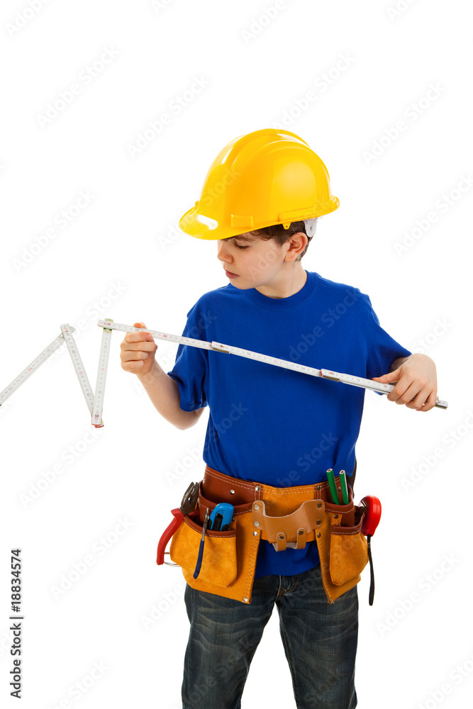 Kid as construction worker isolated on white background Kid as construction worker isolated on white background