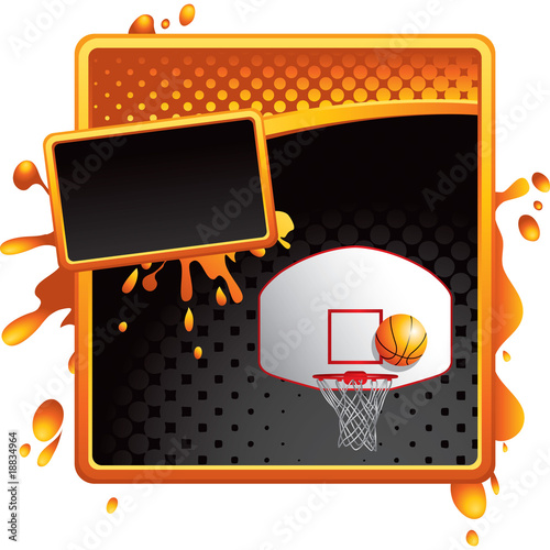 basketball goal orange and black halftone grungy ad