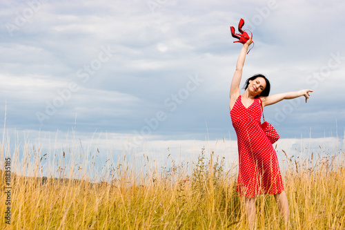 Walking in a field photo