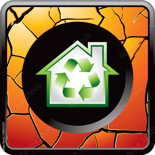 recycled home orange cracked web button