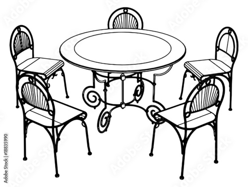 Set Table And Chairs Vector 02