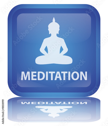 Bouton "Méditation" (Relaxation - Yoga - Zen - Lotus - Vecteur)