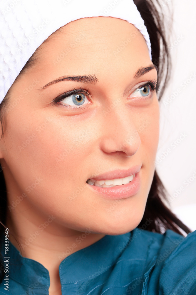 A young woman relaxing at a health spa. A young woman relaxing at a health spa.