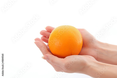 orange in hands