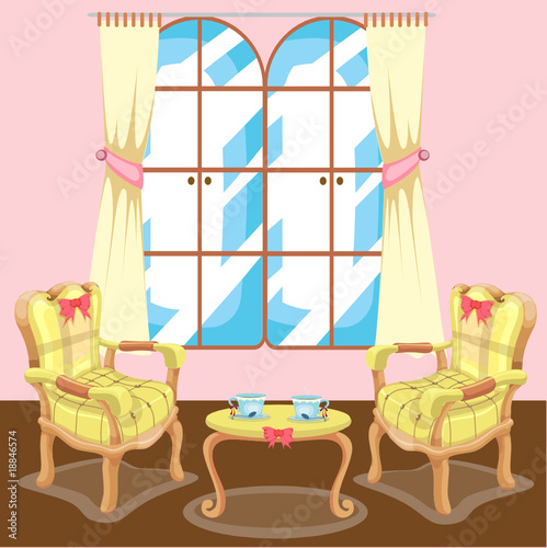 two armchairs and table
