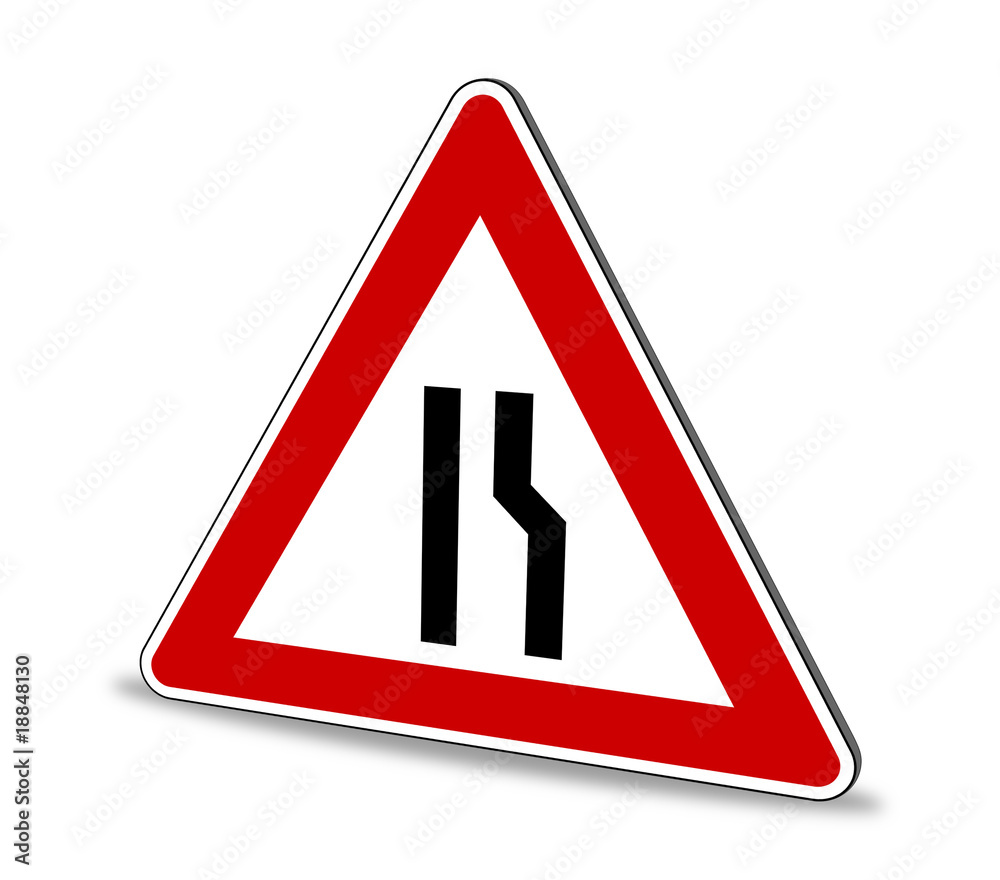 Einseitig (rechts) verengte Fahrbahn Schild 3D Einseitig (rechts) verengte Fahrbahn Schild 3D