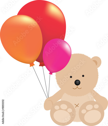 teddy bear holding ballons © barneyboogles