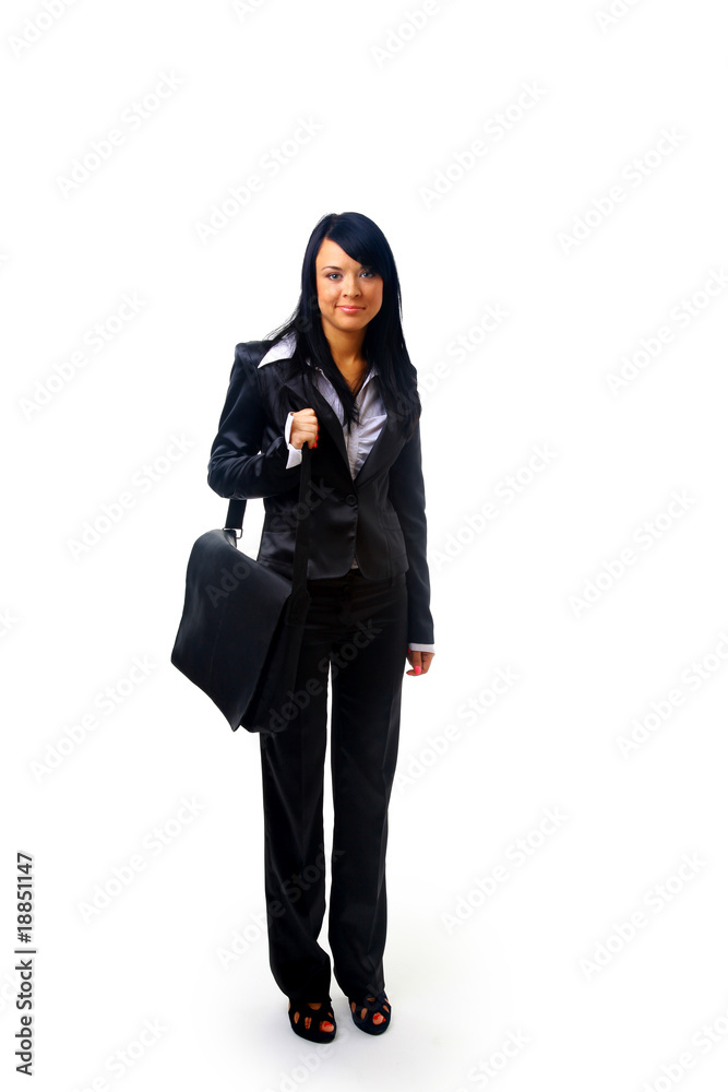 Young happy businesswoman, isolated on white. Young happy businesswoman, isolated on white.