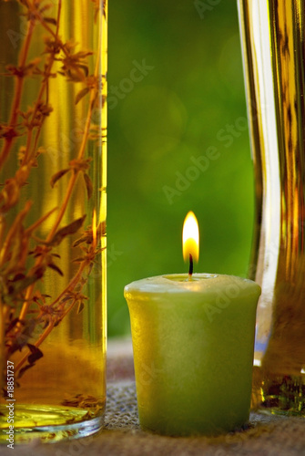 Oliveoil and candle.