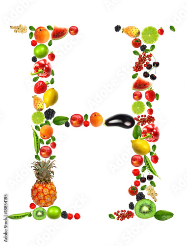 Fototapeta Naklejka Na Ścianę i Meble -  Fruit and vegetables lettre 