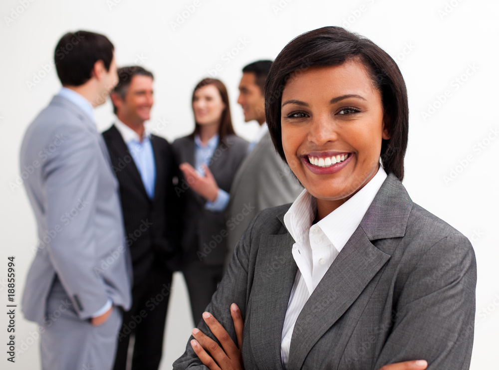Beautiful businesswoman leading her team Beautiful businesswoman leading her team